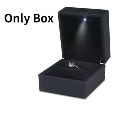 LED BLACK Proposal Ring Box for  Wedding, Engagement - Luxury Jewelry Gift Box - Picture 3 of 7